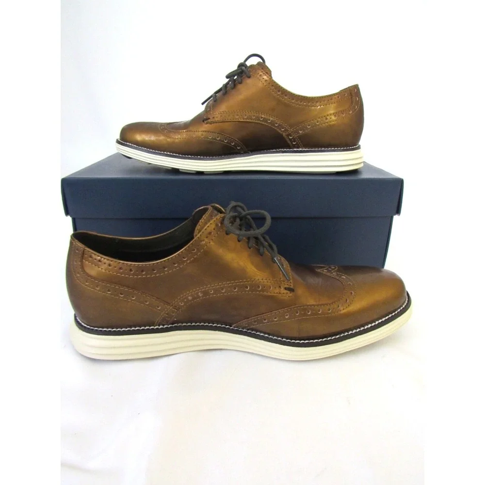 Cole Haan Copper Ivory Wingtip Sz 8.5 M Leather Lace Up Grand Os $132